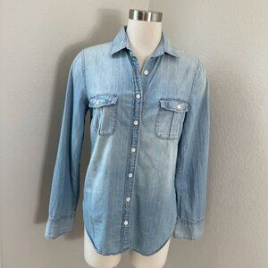 J Crew Womens 6 Button Up Light Denim Chambray Shirt Long Sleeve Casual